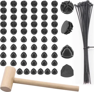 91Pcs Black Wire Grid Cube Connectors with Zip Ties and Wooden Hammer, Cube Stor - Picture 1 of 12