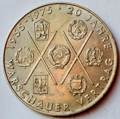 East Germany 10 mark 1975, 20th anniversary of the Warsaw Pact, DDR - Image 1 of 2