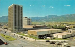 Colorado Springs CO  PENROSE LIBRARY~HOLLY SUGAR BLDG~MAY-D & F STORE   Postcard - Picture 1 of 2