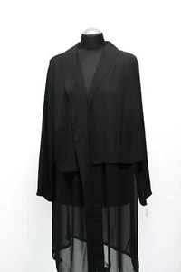 Ulla Popken Women's Cardigan 46/48 Black Light V-Neck Long Sleeve Transparent - Picture 1 of 5