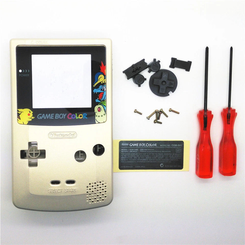GBC Nintendo Game Boy Color Replacement Housing Shell Screen Gold Pikachu USA! - Image 1 of 1