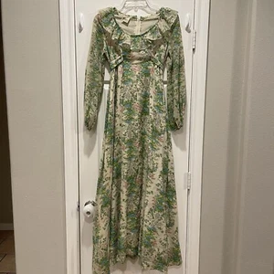 Vtg 70s This Is Yours Women’s XS Prairie Dress Gunne Style Floral Renaissance - Picture 1 of 12