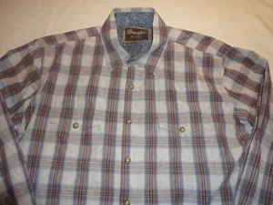 Wrangler Retro Men's Western Snap Front Shirt Blue Plaid Size Large - Picture 1 of 6