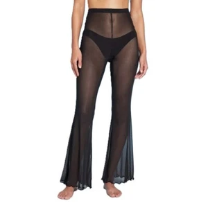 Wild Fable Women's XS 0-2 Black Mesh High Waist Flare Leg Swim Cover Up Pants - Picture 1 of 5