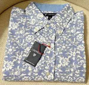 Camicia uomo Cremieux taglia L blu grigio bianco manica corta abbottonata nuova con etichetta - Foto 1 di 6