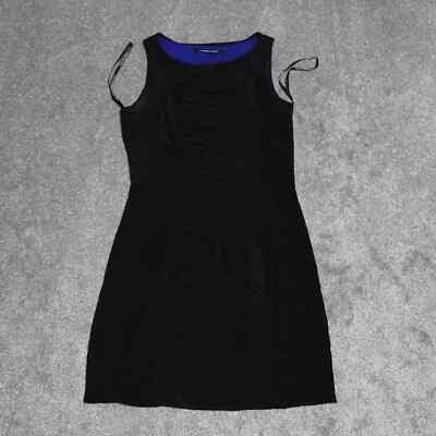 Vestido Andrew Marc Mini Negro Para Mujer Pequeño Sin Mangas Cuello Barco Informal Foto 1 de 4