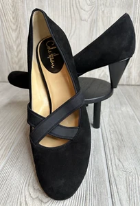 Cole Haan Pumps 2 1/2" Heel Women's Size 10B Black Elastic Cross Strap Suede - Picture 1 of 19