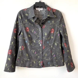 Worth Embroidered Jacket Charcoal Gray 14 - Picture 1 of 7
