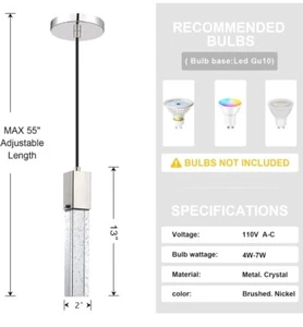 SEENMING HOUSE 1-Light Mini Crystal Pendant Ceiling Fixture, Integrated Kitchen - Picture 1 of 1