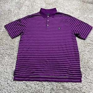Brooks Brothers Polo Shirt Mens Medium Purple Striped St. Andrews Links Golf CC - Picture 1 of 13