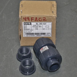 Asahi Ball Check Valve 1213007, 3/4" Pipe, Inline Valve Body, PVC, FKM - Picture 1 of 7