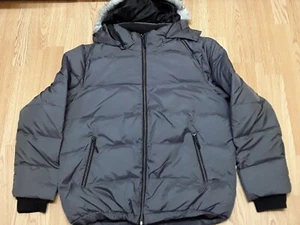 LEE COOPER DOWN-FILLED HOODED PUFFER JACKET GREY XL - Picture 1 of 5