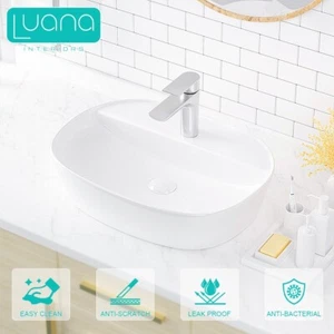 Ceramic Bathroom Basin With Taphole Sink Counter Top Basin Bowl White 50*38*12 - Picture 1 of 5