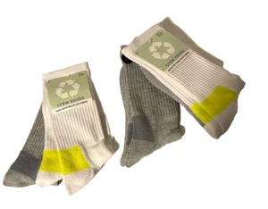 4 Pairs Soft Unisex Crew Socks - White & Gray One Size Fits Most NEW - Picture 1 of 4