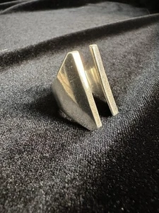 1960's Mid Century Modernist Mexican 925 Sterling Silver Rectangle Ring 7.75 - Picture 1 of 9