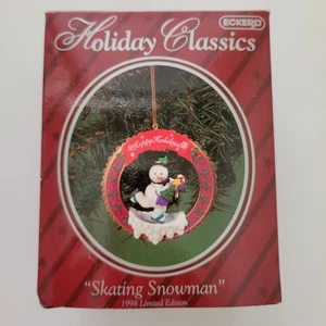 Vintage Eckerd 1998 Holiday Classics Schlittschuh Schneemann Weihnachtsschmuck  - Bild 1 von 5