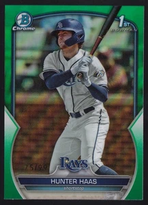Hunter Haas 2023 Bowman Draft Chrome 1st Green Refractor /99 #BDC-160 Rays - Picture 1 of 2