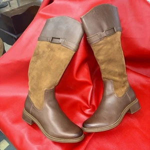 Clarks Women's Maye Carly Heritage Casual Knee-High Boots Tan 10M - Picture 1 of 12