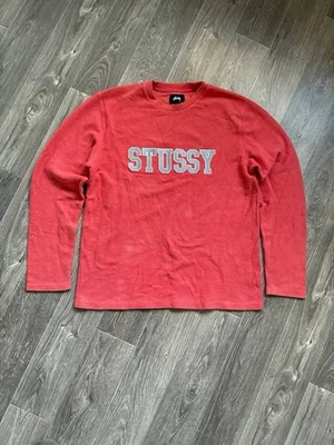 Streetwear Stussy Sudadera Pullover Y2K Logo Grande Cuello Redondo Rosa Jersey S Foto 1 de 4