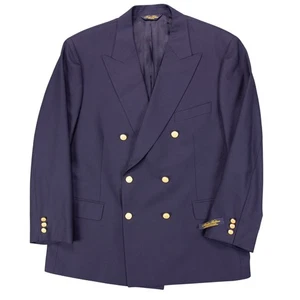 NWT Brooks Brothers Brooksease 44S Navy Blue Gold Button Double Breasted Blazer - Picture 1 of 18