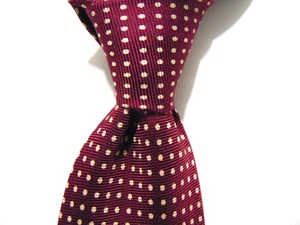 Polo Ralph Lauren uomo cravatta collo bordeaux stampa a pois lusso seta vintage - Foto 1 di 8