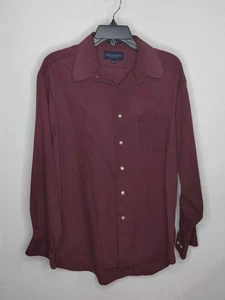 Camisa con botones Giorgio Brutini para hombre manga larga borgoña lisa L 16-161/2 34/35 - Imagen 1 de 3