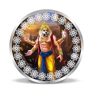 Moneda de Plata Pura 999 Diseño Colorido Narasimha Sello BIS 20 gm t456 - Imagen 1 de 3