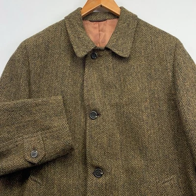 Harris Tweed Scotland Overcoat Topcoat Herringbone Wool Men’s XL 50 Union Made - Image 1 of 4