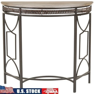 Mesa consola rústica Demilune marco de hierro de madera maciza muebles para el hogar nuevos Foto 1 de 4