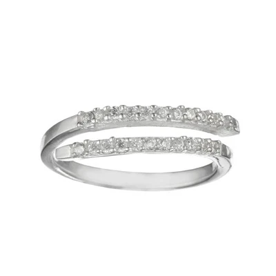 Silverly Anello Donna Argento 925 22 Zirconi Semplice Doppia a Regolabile - Immagine 1 di 4
