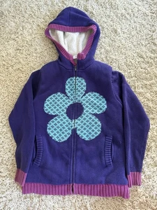 Hanna Andersson Girls Sweater Sherpa Lined Zip Up Hoodie Jacket 140 Size 10 - Picture 1 of 4