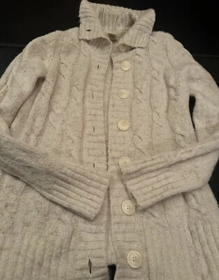 LL Bean Women’s Cardigan Cable Knit Grandma Sweater Preppy Warm Boho Cabincore M - Image 1 of 4