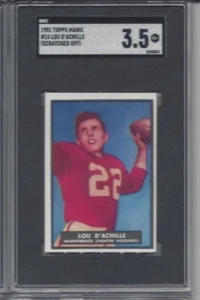 Tarjeta de fútbol americano 1951 Topps Magic #14 Lou D"Achille Indiana Hoosiers graduada SGC 3,5 - Imagen 1 de 2