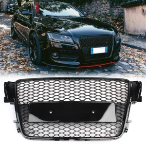 Audi RS5 Style A5 S5 B8 Front Main Grille Gloss Black Honeycomb Mesh Grill 08-12 - Picture 1 of 13