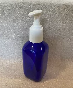 Empty New Square Blue Glass Bottles Pump 10 oz DIY hand soap lotion shampoo gift - Picture 1 of 4