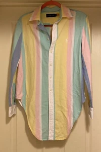 Ralph Lauren Button Up Cotton Shirt Pastel Striped Sz S - Picture 1 of 9