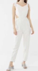Urban Outfitters UO Linen Beverly Cutout Jumpsuit in Ivory Size XSMALL NWT - Picture 1 of 10