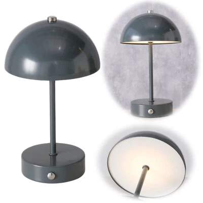 LS-LEBENSTIL Design LED Tischlampe Tischleuchte Grau 25cm Touch Leselampe Nachttischlampe