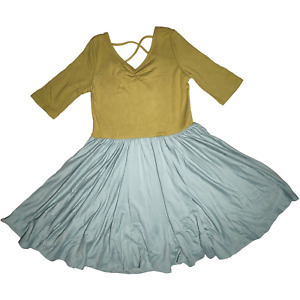 Dot Smile Girls 7 Solid Color Block Pear Blue Soft Ballerina Twirl Dress NWT