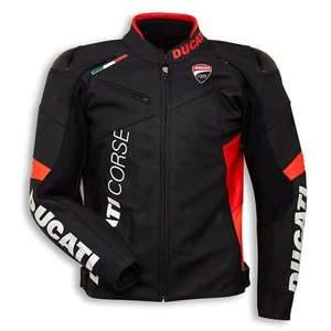 Ducati Corse C6 Black Men Motorbike Racing Leather Jacket - Picture 1 of 4