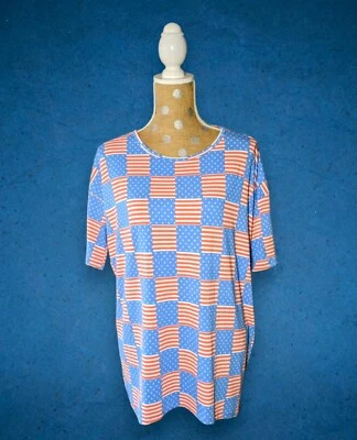 NUEVO CON ETIQUETAS LULAROE Bandera Americana EE. UU. Patriótica IRMA Camisa Top Rojo Blanco Azul Talla XS Foto 1 de 4