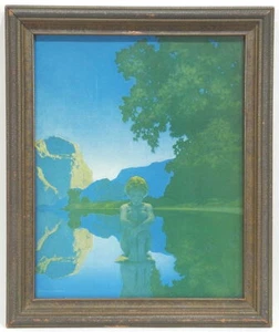 MAXFIELD PARRISH FRAMED PRINT EVENING 1921 REINTHAL & NEWMAN NEW YORK 18" X 14" - Picture 1 of 5