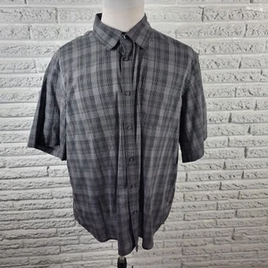 Claiborne Easy Care Mens Shirt XXL Short Sleeve Black Check Pocket Lighweight - Picture 1 of 7