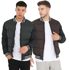 Mens Bomber Jacket Brave Soul Zip Collar Casual Varsity Full Sleeve Outdoor Coat - Picture 1 of 8