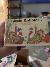 Vtg  Russ Little Gobblers Candleholders PorcelainTurkeys Thanksgiving HolidayNIb