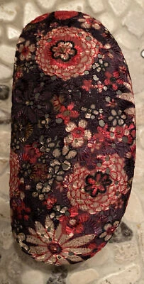 Floral Eyeglass Sunglass Hard Case Pink Purple Velvet Flowers Eye Sun Shades New - Image 1 of 4