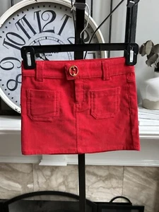 GUCCI youth girls red corduroy skirt w/GG logo buckle sz 4 - Picture 1 of 6