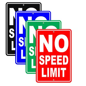 No Speed Limit Traffic Road Street Garage Notice Alert Decor Aluminum Metal Sign - Picture 1 of 5