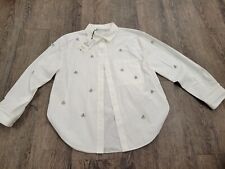 Zara NWT White Collared Button Poplin Rhinestone Jeweled Long Sleeve Shirt M
