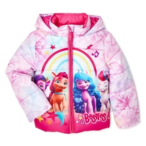 NWT My Little Pony Jacket Size 4 Girls Puffer Coat Winter Hoodie Hood Zip 4T NEW - Picture 1 of 4